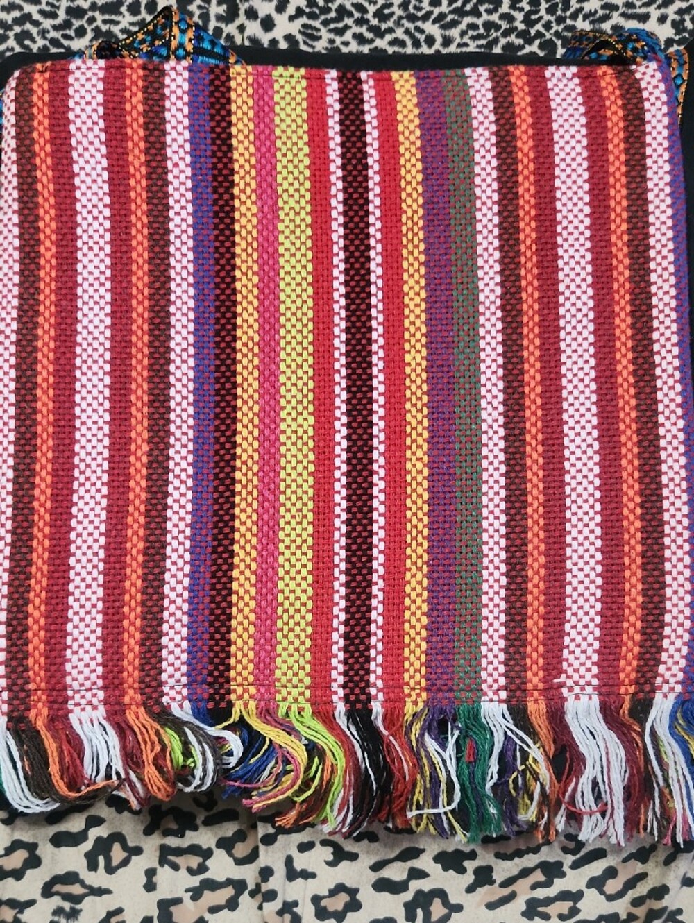 Boho Multicolor Embroidered Crossbody Bag with Fringe - Picture 4 of 7